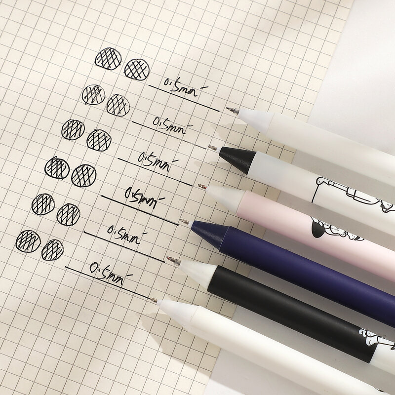 6 Pcs/set Simple Life Series Press Gel Pen Set 0.5mm Black Quick Dry Kawaii Pen Set Creative DIY Student Supplies Stationery