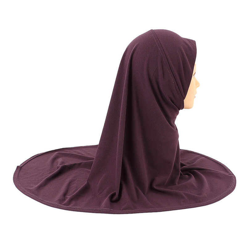 Grande tamanho rezar hijab meninas criança crianças uma peça amira muçulmano amira hijab plain pull on lenço islâmico cabeça envoltório bandana 5-12y