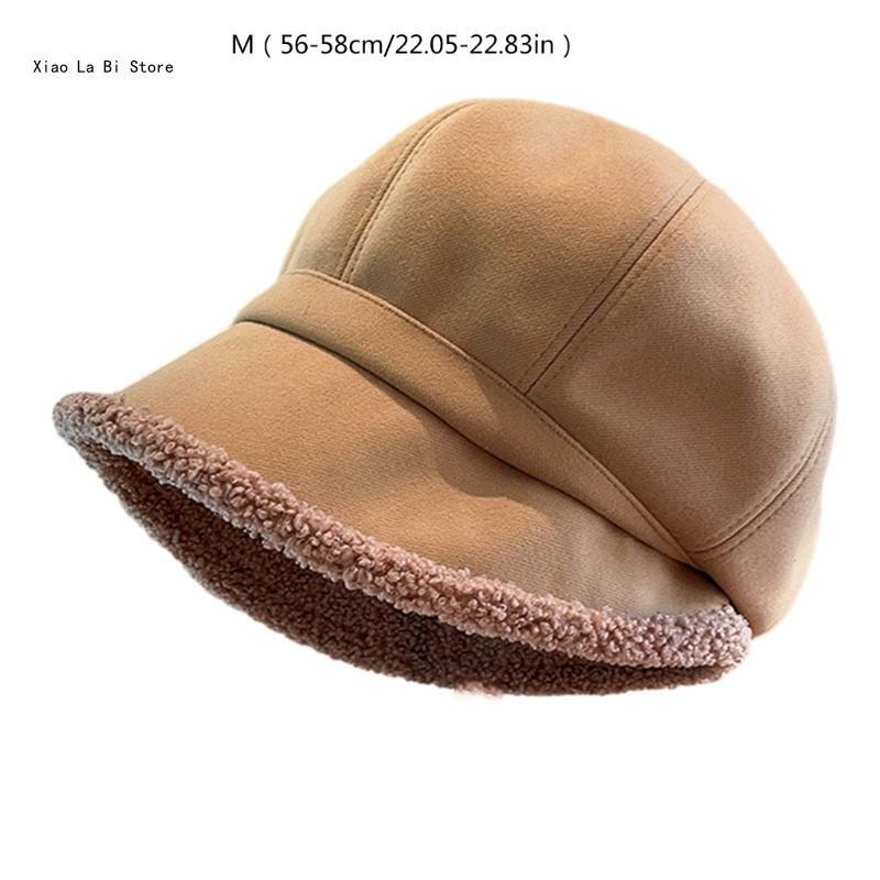 Chapéu boina pelúcia para mulheres, boné motorista menina legal, chapéu octogonal lã respirável XXFD