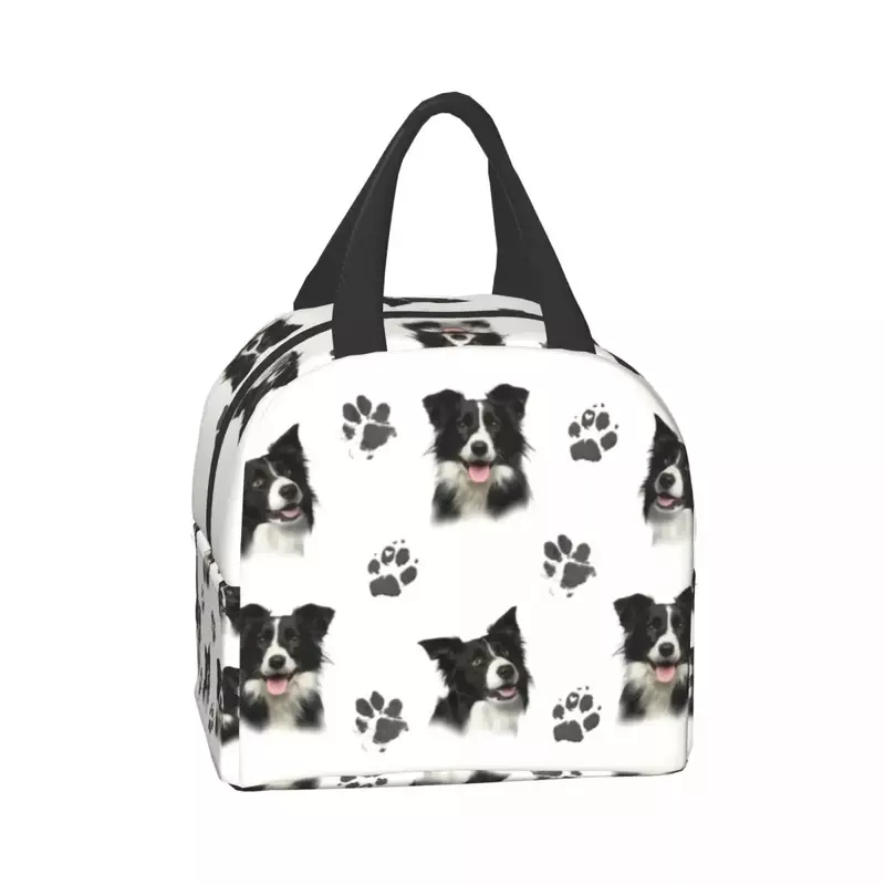 Custom Border Collie Lunch Bag Women Thermal Cooler Insulated Lunch Boxes for Kids School Children Fruit Fresh Storage Bag