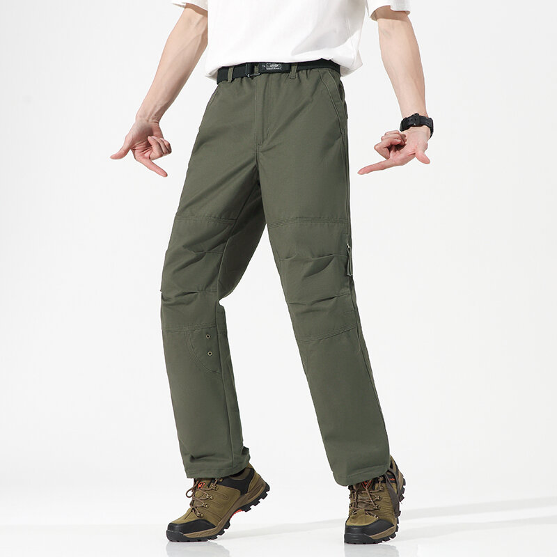 Outdoor Cargo Pants for Men Multiple Pockets Side Zipper Cargo Long Pants Trousers