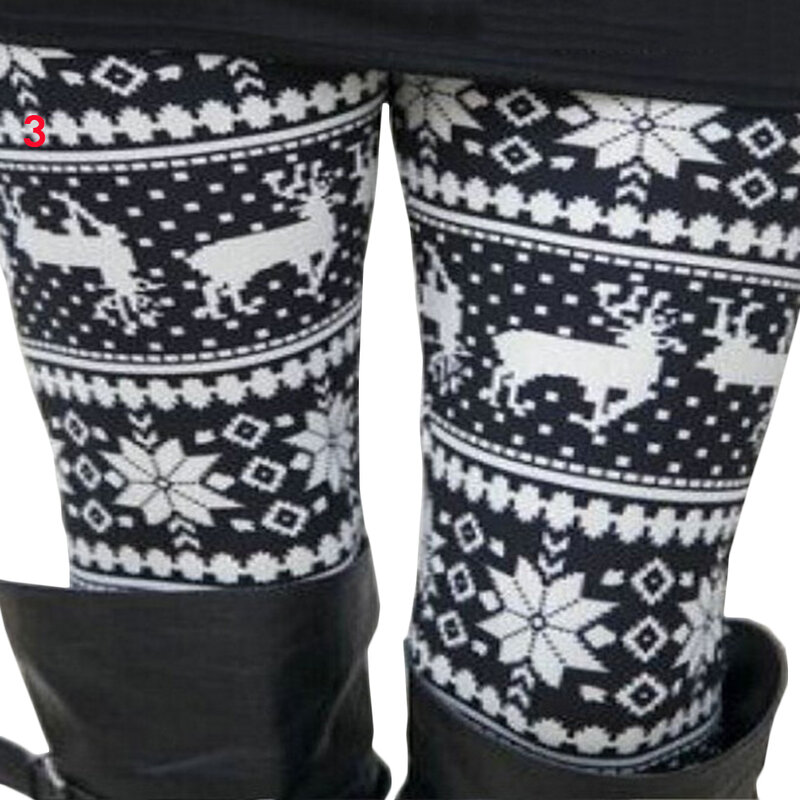 1 szt. Nadruk świąteczny spodnie dla kobiet moda legginsy z wysokim stanem zimowe długie spodnie damskie odzież damska odzież damska