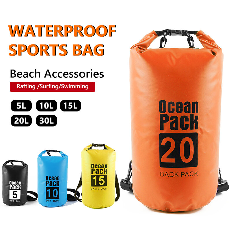 Xa391q-waterproof mochila esportiva, 30l, 20l, 15l, 10l, 5l, à prova d'água, para deriva, academia, rafting, surf, acessórios de praia