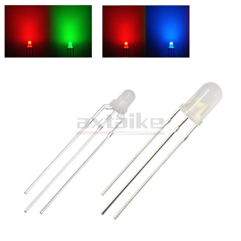 50 szt. 3mm 5mm dwukolorowa lampa czerwona zielona niebieska wspólna anoda/katoda 3Pin rozproszona mglista podświetlana dioda LED zestaw do samodzielnego montażu