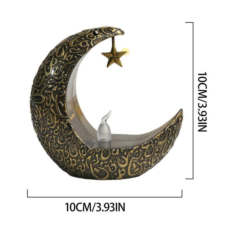 Eid Candle Light Tabletop Moon Star Light Tabletop Holiday Candle Holders Elegant Candle Lantern Battery Powered Night Light