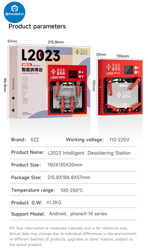 Xinzhizao XZZ l1934 Platform pemanasan dasar, perbaikan CPU Motherboard ponsel Android untuk iPhone X-15PM