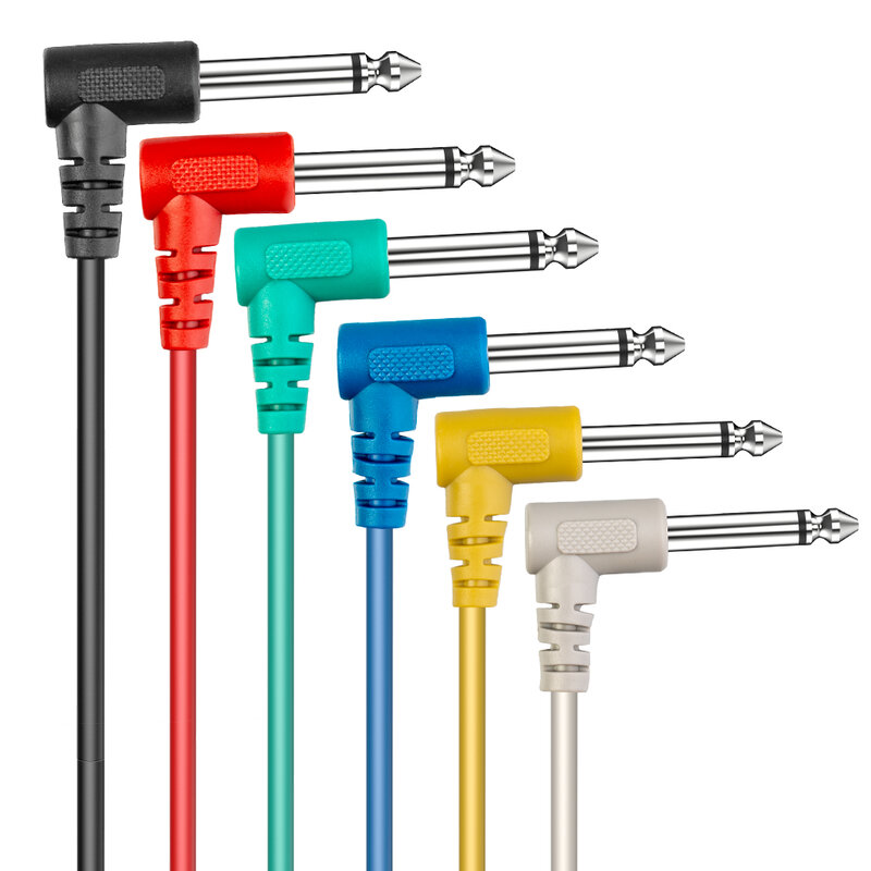 NAOMI 6 шт./компл. Разноцветные Пластиковые Соединительные кабели для гитары 6,35 Угловые штекерные Аудиокабели для педалей эффектов