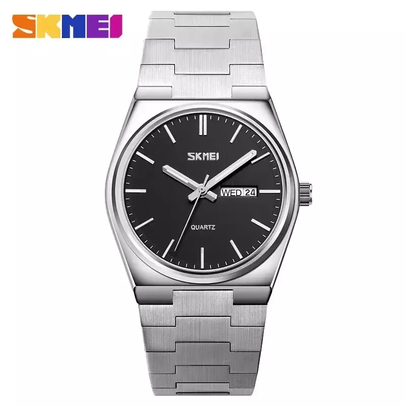 SKMEI-Relógios de pulso impermeáveis masculinos, relógio de quartzo casual, aço completo, tempo semana, relógio esportivo masculino, 9288