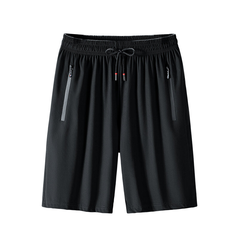 Fashion Loose Elastic Waist Zipper Pockets All-match Casual Shorts Men's 2024 Summer New Oversized Solid Color Korean Shorts