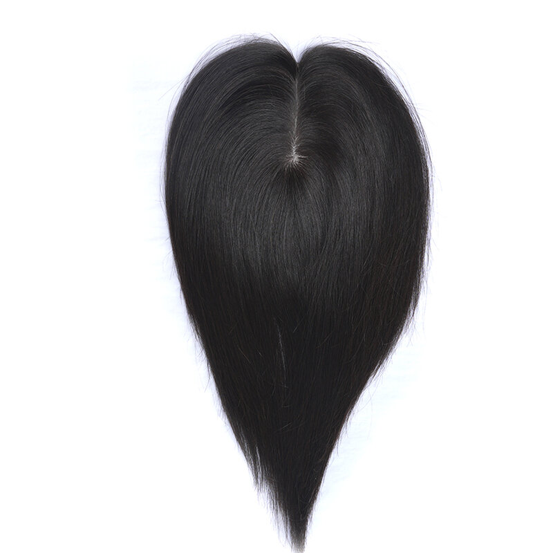 Toppers de cabello humano de cuero cabelludo falso para mujeres blancas, piezas de cabello con Clip de 9x14 CM, postizo recto para adelgazar el cabello, 10 ", 12", 14"