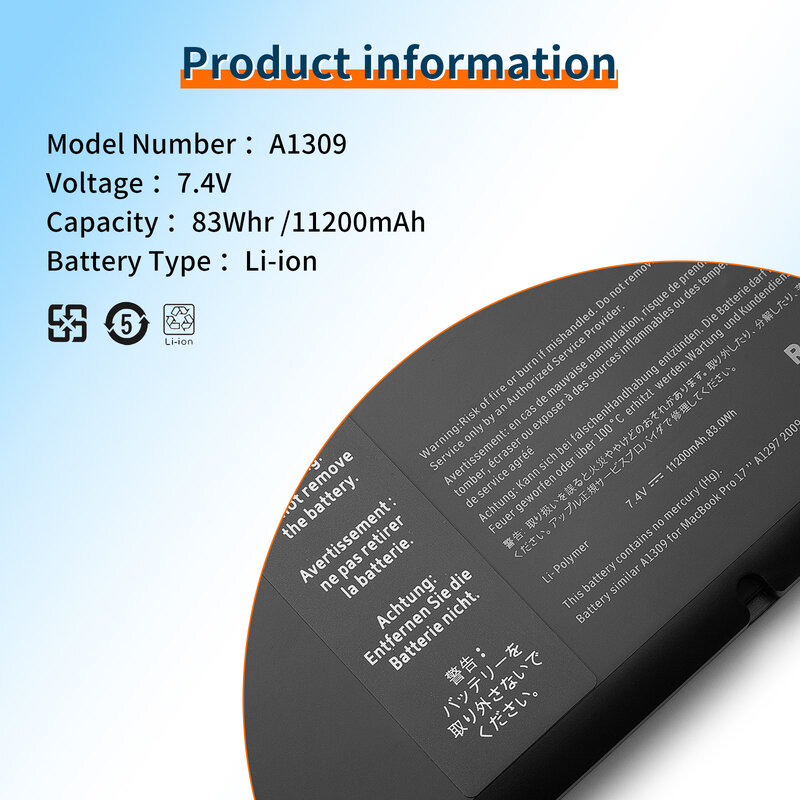 Аккумулятор BVBH A1309 для Apple MacBook Pro 17 дюймов, A1297 ранняя-2009 Mid-2009 Mid-2010 MC226/A MC226CH/A MC226J/A MC226LL/A 95WH