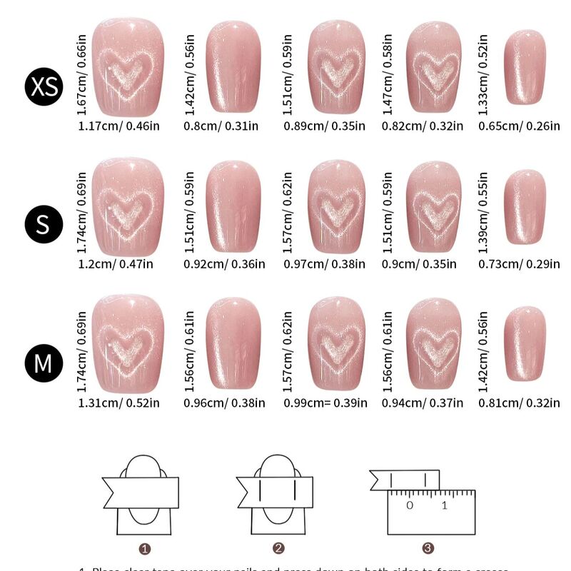 10 stücke rosa Katzenaugen gefälschte Nägel handgemachte Presse auf Nägel Liebe Herz Designs volle Abdeckung falsche Nägel Tipps für Frauen DIY Maniküre