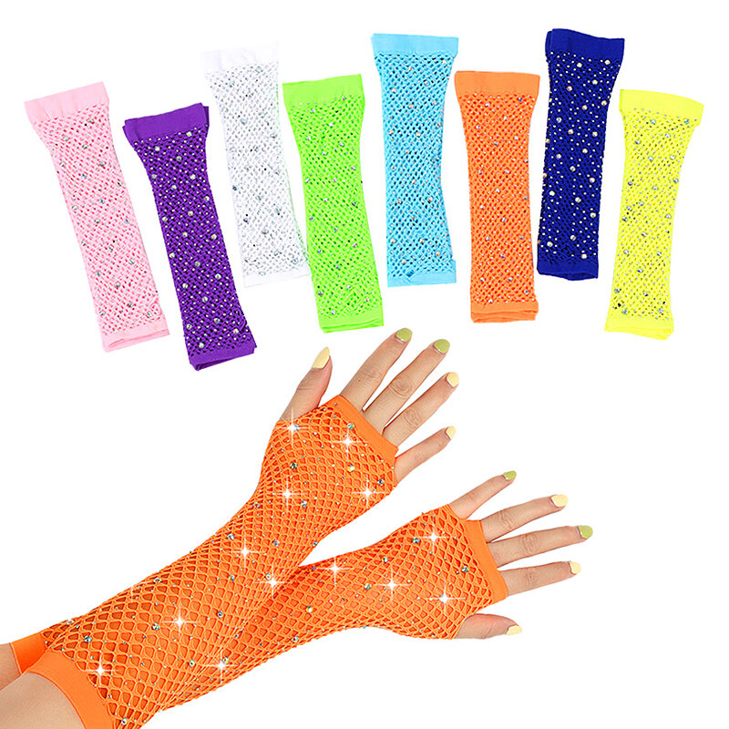 Перчатки для рыбалки, блестящие сексуальные черные перчатки, ранние перчатки в стиле панк для пряных девушек, эластичные винтажные длинные перчатки
