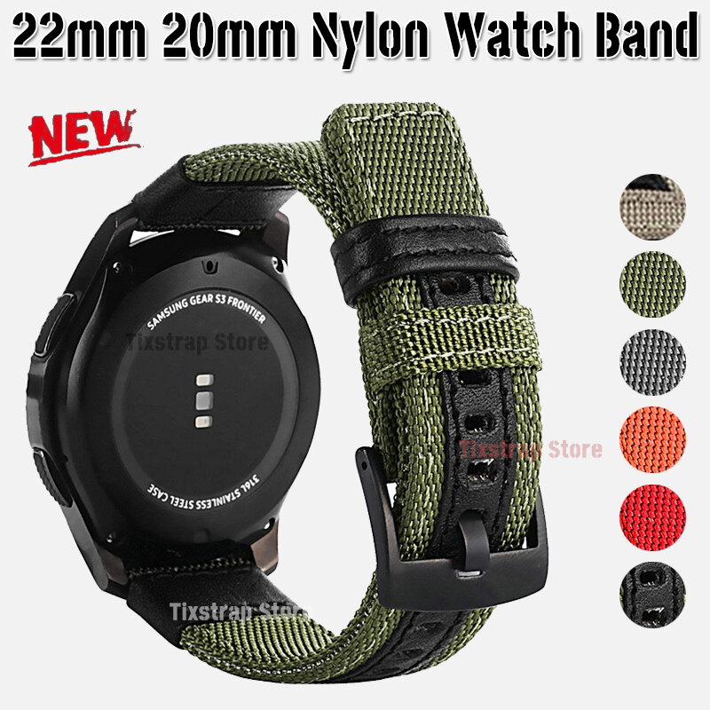 20mm 22mm Nylon  strap For Samsung Galaxy watch 3 4 46mm gear s3 Frontier Classic Woven Nylon Band for 20mm 22mm Sport Wristband