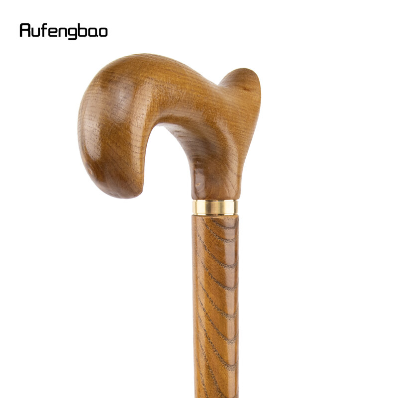 Yellow Wooden Single Joint Fashion Walking Stick Decorative Cospaly Party Walking Cane Halloween Mace Crutch  Wand Crosier 94cm