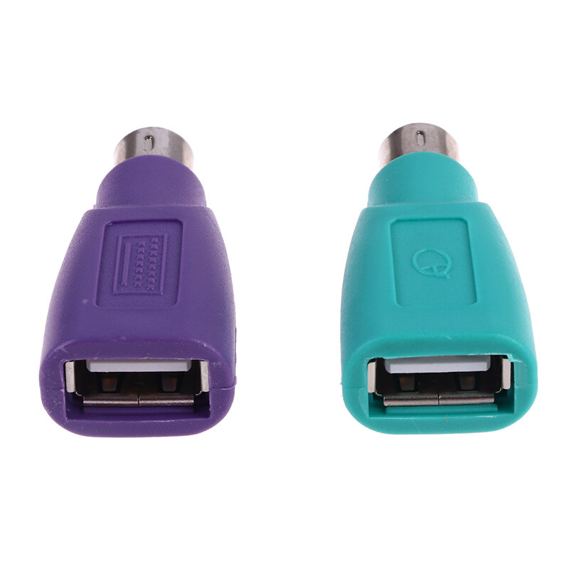 ตัวแปลงเมาส์และคีย์บอร์ดสีม่วง + เขียว PS2 PS/2เป็น USB อะแดปเตอร์แปลงสำหรับแป้นพิมพ์ยูเอสบีเมาส์และคีย์บอร์ดอุปกรณ์เสริม