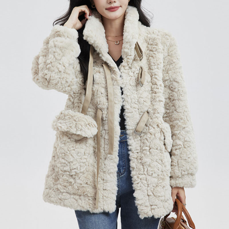 Damska zimowa ciepła moda Casual bawełniana kurtka koreański luźna w stylu Retro wygodny elegancki luźny, gruby płaszcz