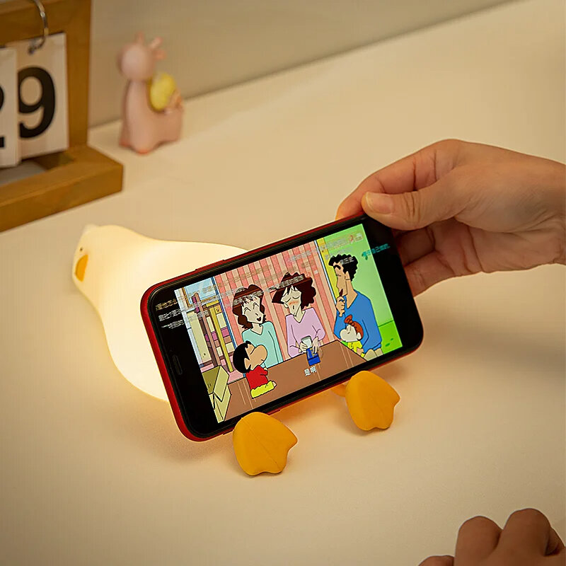 귀여운 오리 LED 야간 조명, USB 충전식 실리콘 개 야간 조명, 터치 스위치, 어린이 장난감, 침실 장식, 생일 램프