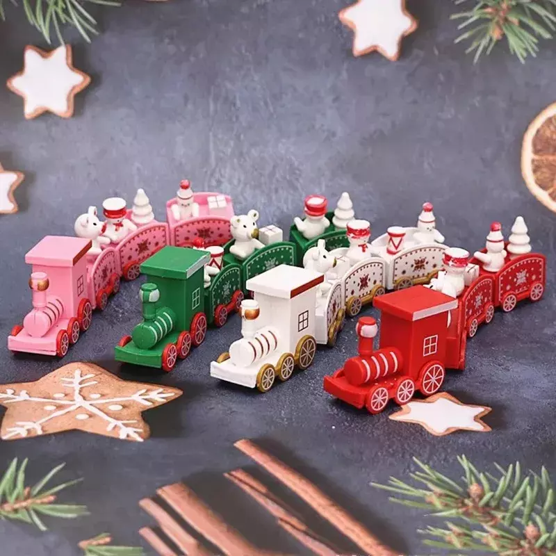 Adorno de tren de plástico de Feliz Navidad, juguete ensamblado a mano para el hogar de 4 nudos, regalo de Papá Noel, decoración de Navidad y Año Nuevo, 2023