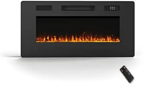 Fireplace Recessed -Thin Insert,  Mounted and in- Easy Installation with Remote Control, 700W/1400W, Low Noise (Fake Fire) Elect