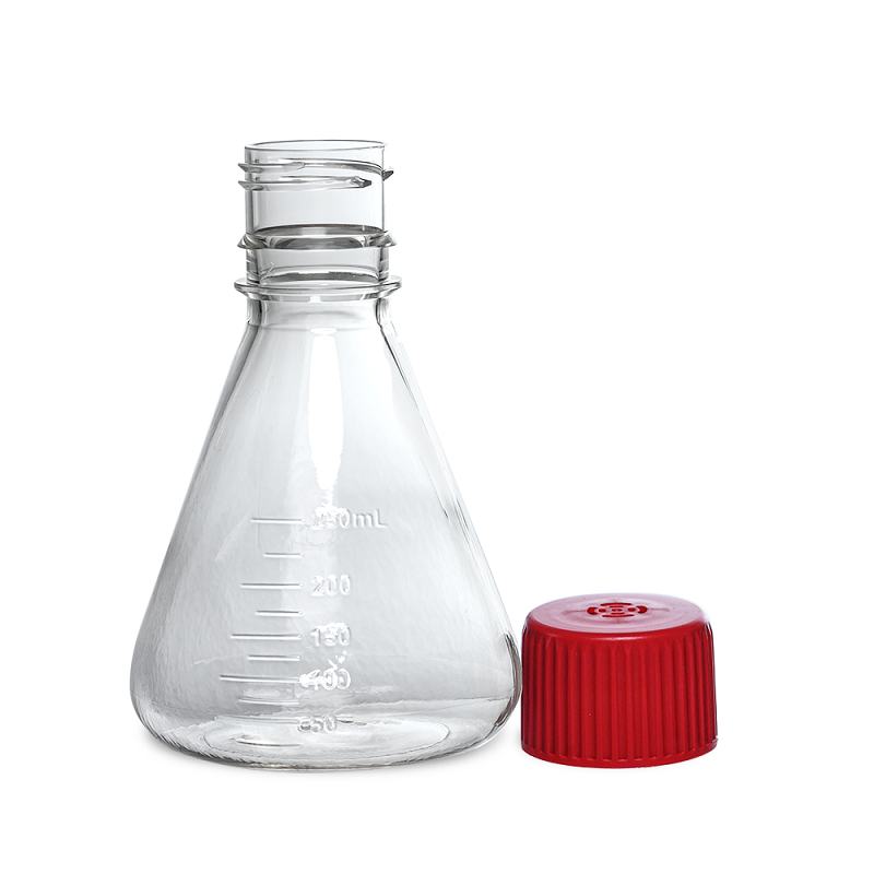 LABSELECT Triangle cell culture bottle, Breathable cover, Polycarbonate material, 250ml Erlenmeyer Flask, 17211