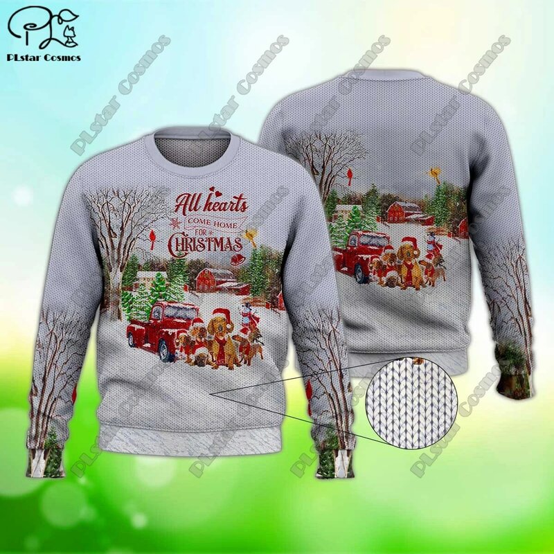 PLstar Cosmos new 3D printed Christmas series pattern ugly sweater street casual winter sweater S-2