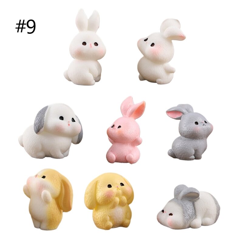 Y1UU Lovely Easter Rabbit Figurine Miniatures Animal Figures Craft for Festive Theme