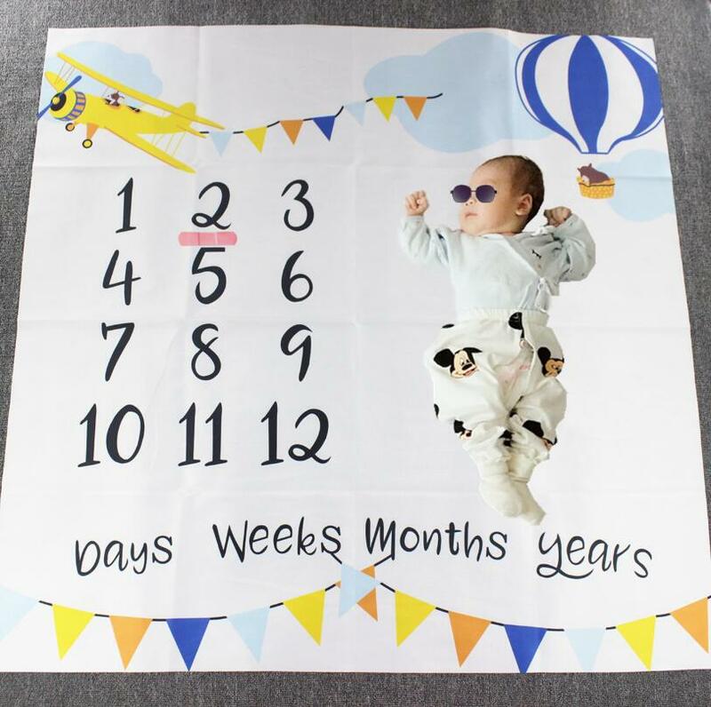 Manta de crecimiento mensual para bebé recién nacido, accesorios de fotografía para alfombra, paño de fondo para niños y niñas