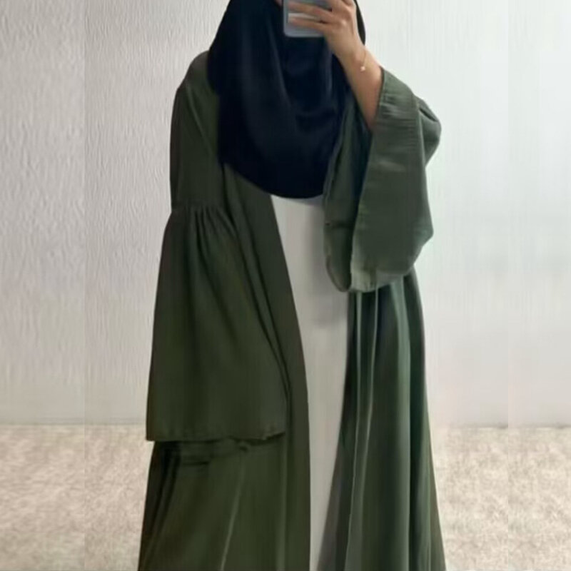 Abaya abierta musulmana Eid Ramadán para mujer, Vestido largo de Dubái, caftán turco, ropa islámica, bata marroquí, Kimono árabe, cárdigan Abayas