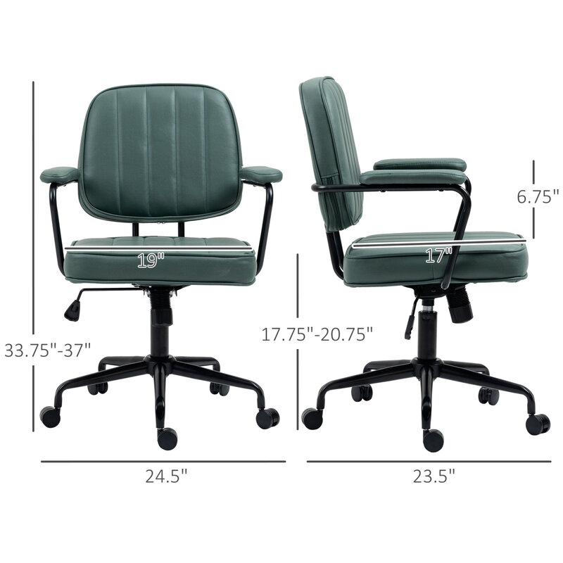 Kursi kantor rumah Vinsetto hijau kemiringan dan tinggi yang dapat diatur dengan desain ergonomis dan sandaran jaring bersirkulasi