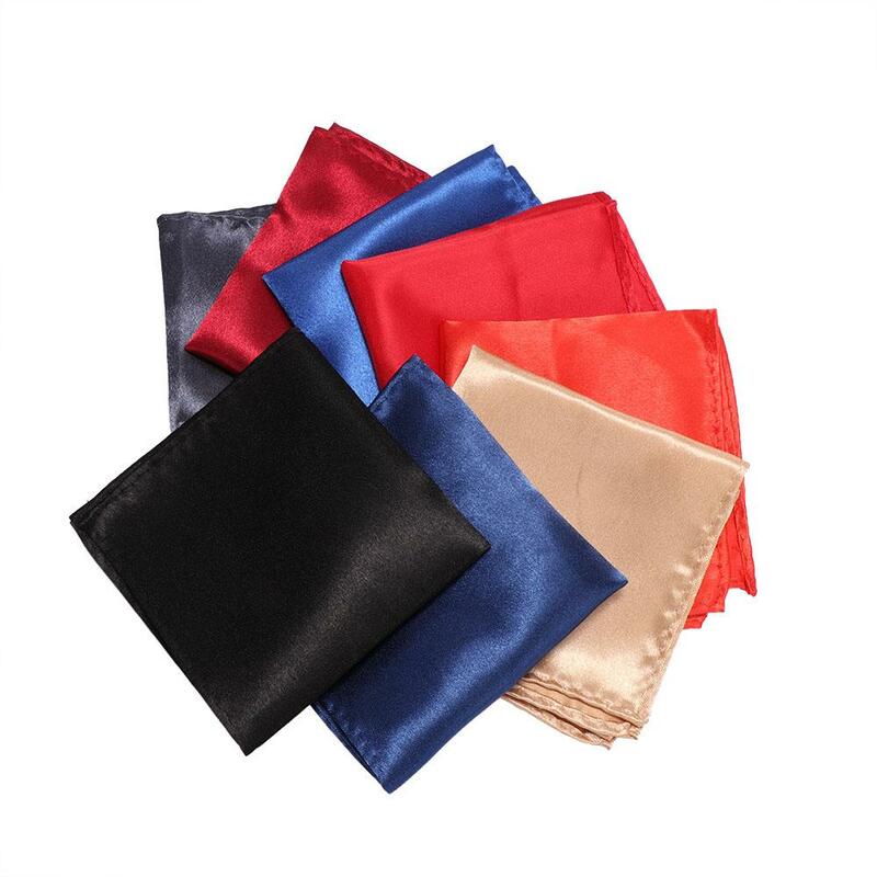 Satin Plain 15 Color Square Formal Suit Pocket for Wedding Dress Party Plain Solid Pocket Square Silk Hanky Handkerchief