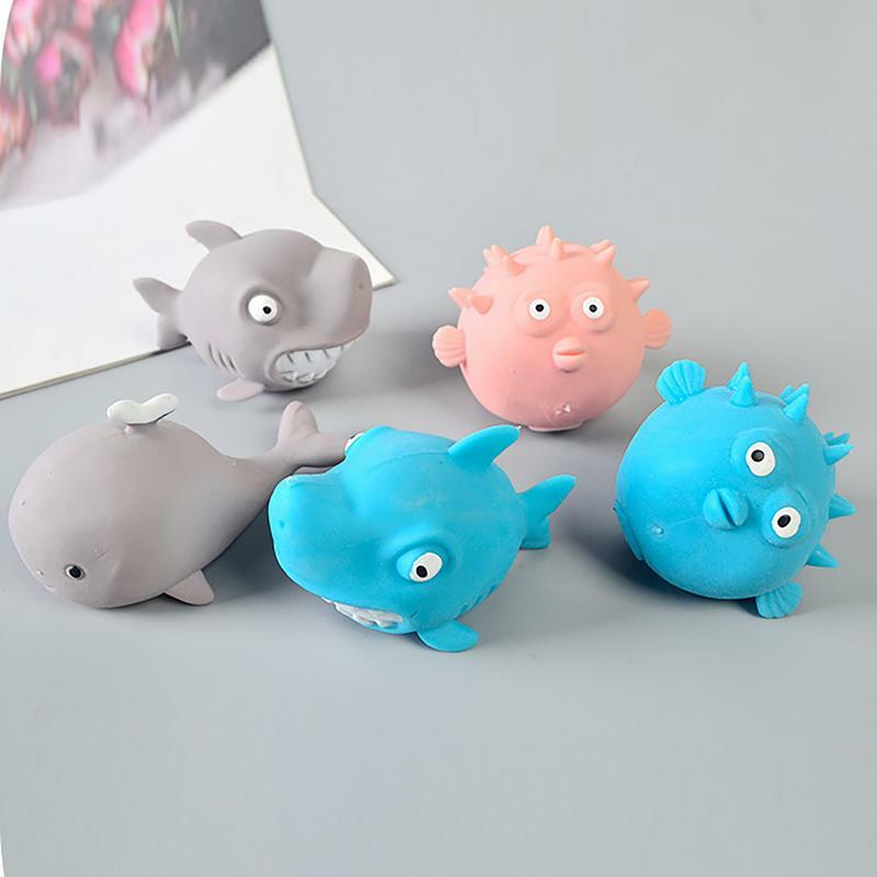 Squeeze Animal Fidget Toys for Boys, Blowable Stretching Toys, Brinquedos de praia, Sea Animals Design