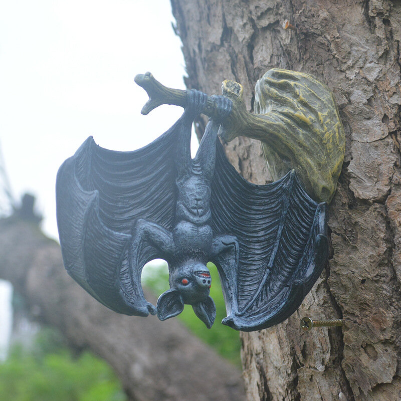 Estatua colgante de murciélago, decoración de noche, demonio, vampiro, regalo de Halloween, artesanías de resina, maceta de flores al aire libre, decoración de jardín