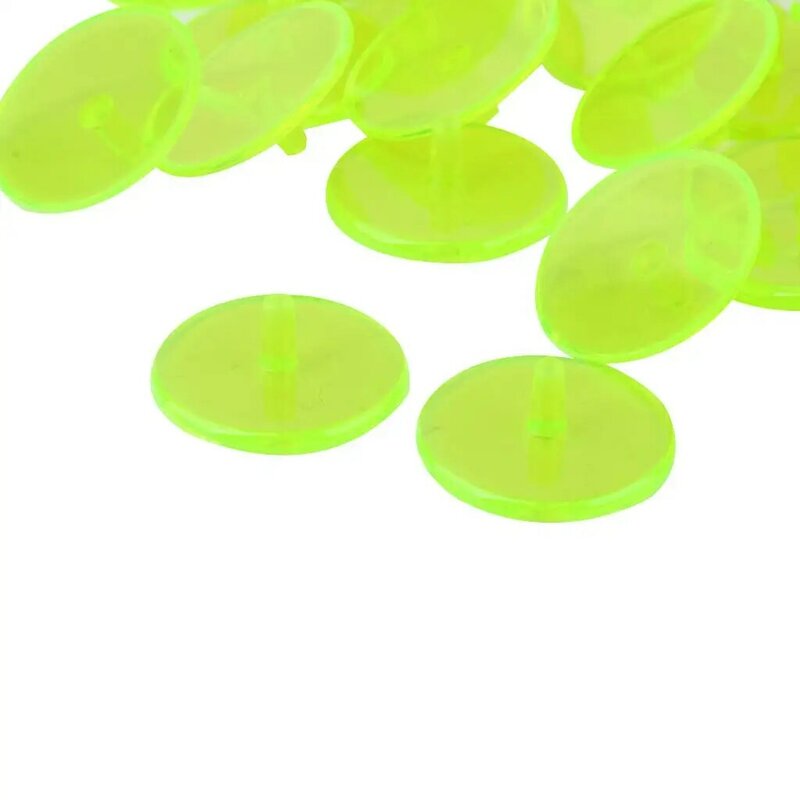 Marqueurs de balle de golf transparents ronds en plastique, jaune, vert, 50 pièces