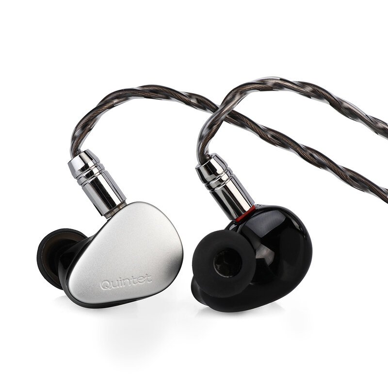Kiwi Ears Quintet 1DD + 2BA + 1 Planar + 1 PZT In-Ear Monitor with Detachable Silver-plated Copper Cable for Musician Audiophile