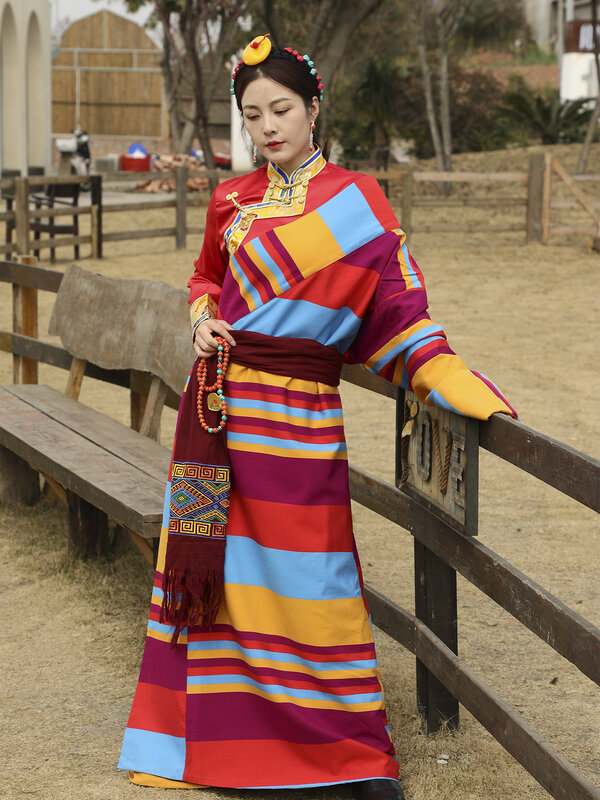 Ropa tibetana para mujer, falda de primavera y verano, camisa de Bata para Sesión de viaje