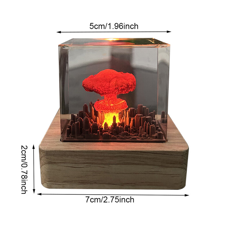 Nuclear Explosion Mushroom Cloud Lamp Resin Nuclear Bomb Explosion Night Lamp USB Charging for Home Living Room Decor