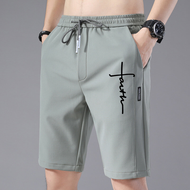 Пляжные корейские спортивные однотонные брюки для фитнеса дышащие однотонные летние мужские брюки для улицы шорты тренировочные брюки с принтом для моря