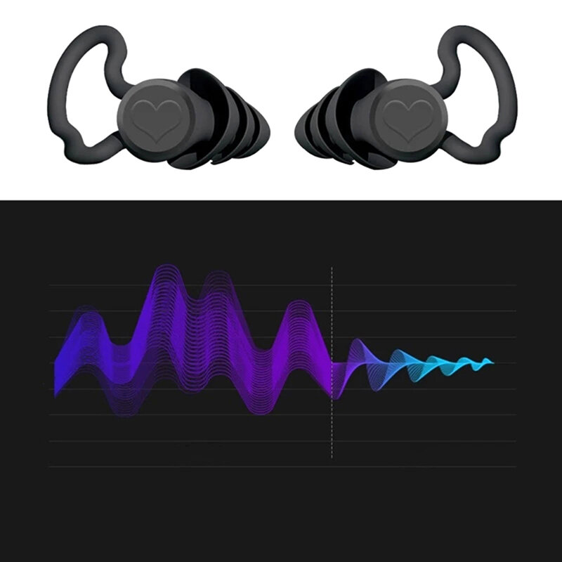1 pasang sumbat telinga silikon lembut pengurang kebisingan sumbat telinga untuk perjalanan belajar tidur baru