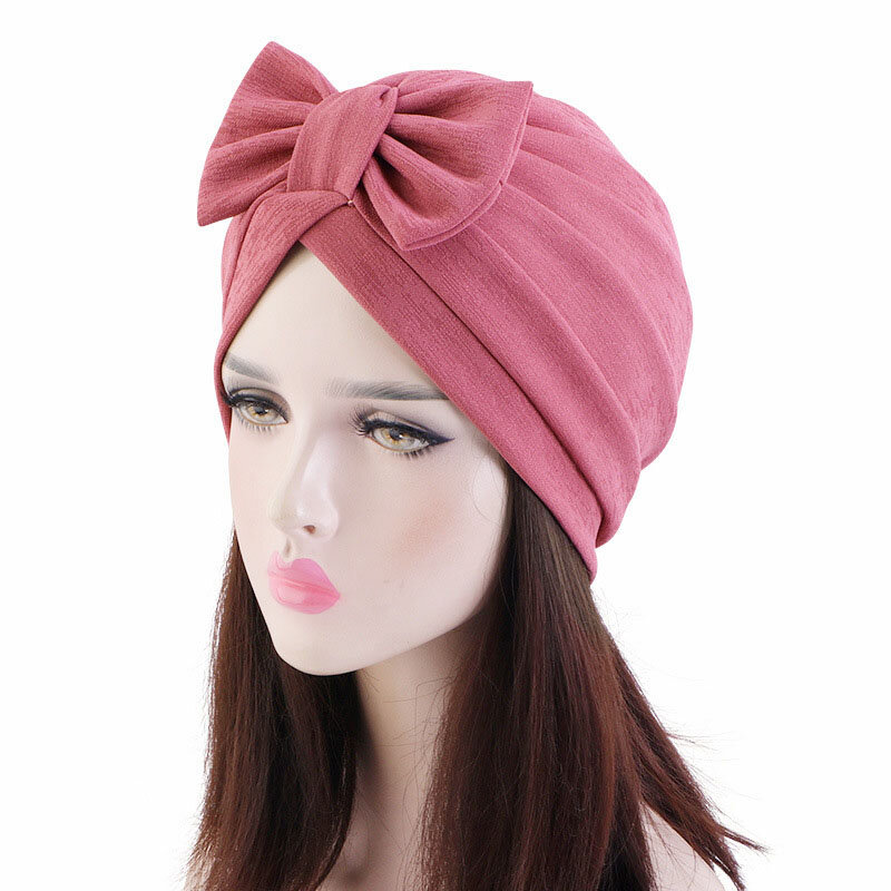 Bowknot Turban Indian Women Muslim Hijab Stretch Chemo Cap Cancer Hat Hair Loss Cover Head Scarf Wrap Beanies Bonnet Headwear