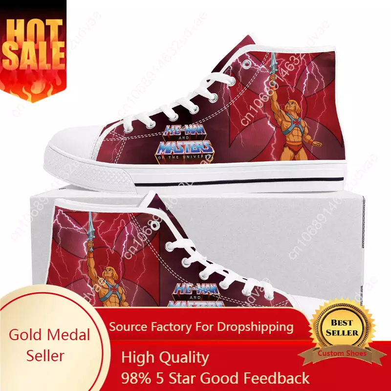 Cartoon He-Man Masters Of The Universe High Top Sneakers Mens Womens Teenager Canvas Sneaker Casual Couple Shoes Custom Shoe