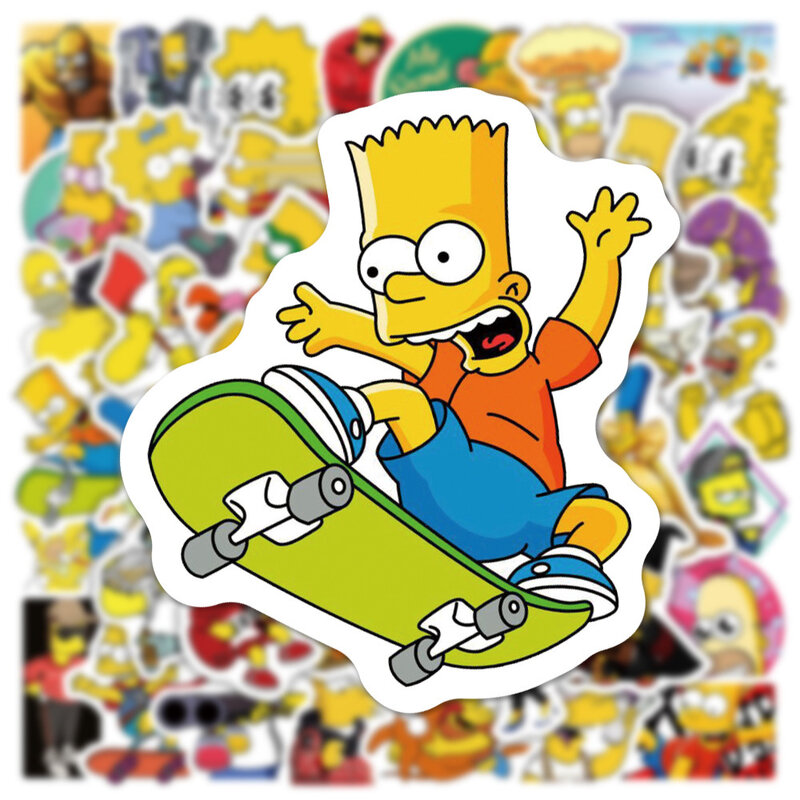 Pegatinas de dibujos animados de la familia Simpson para niños, calcomanías divertidas de dibujos animados, monopatín, motocicleta, portátil, 10/30/50 piezas