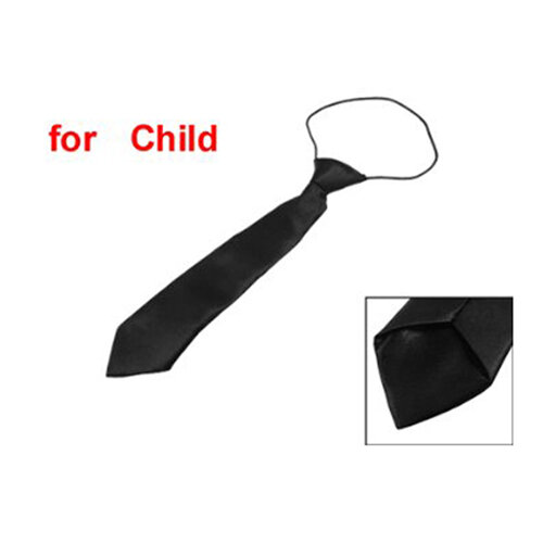 Cravate artificiel astique Slim en Polyester pour Enfant, Couleur Unie, Noir