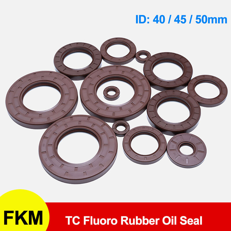 FKM Framework Oil Seal TC Fluoro Rubber Gasket Rings Cover Double Lip with Spring for Bearing Shaft ID 40/45/50mm