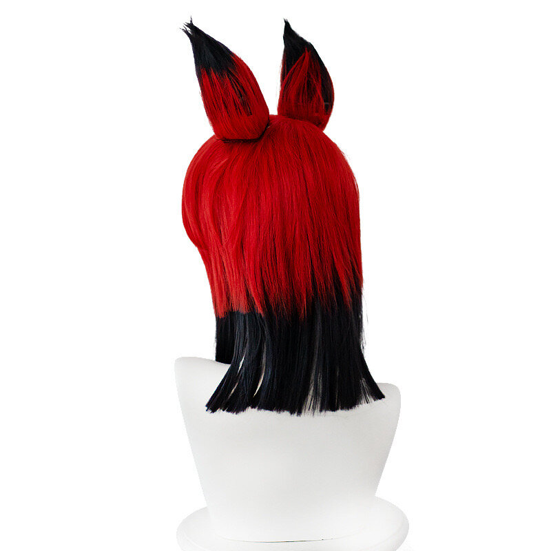Alastor peruka Cosplay Hotel czerwone czarne krótkie włosy halloweenowy rekwizyty na przyjęcia karnawałowy