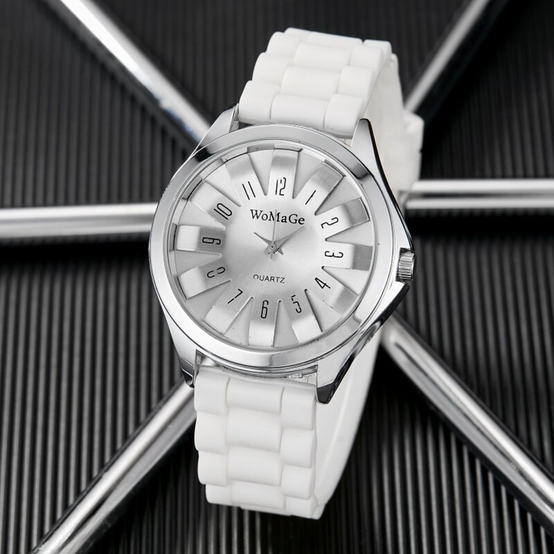 Montre-bracelet à quartz en silicone pour hommes et femmes, horloge décontractée, bande de MSI, cadran floral, style sportif, cadeau de luxe pour dames