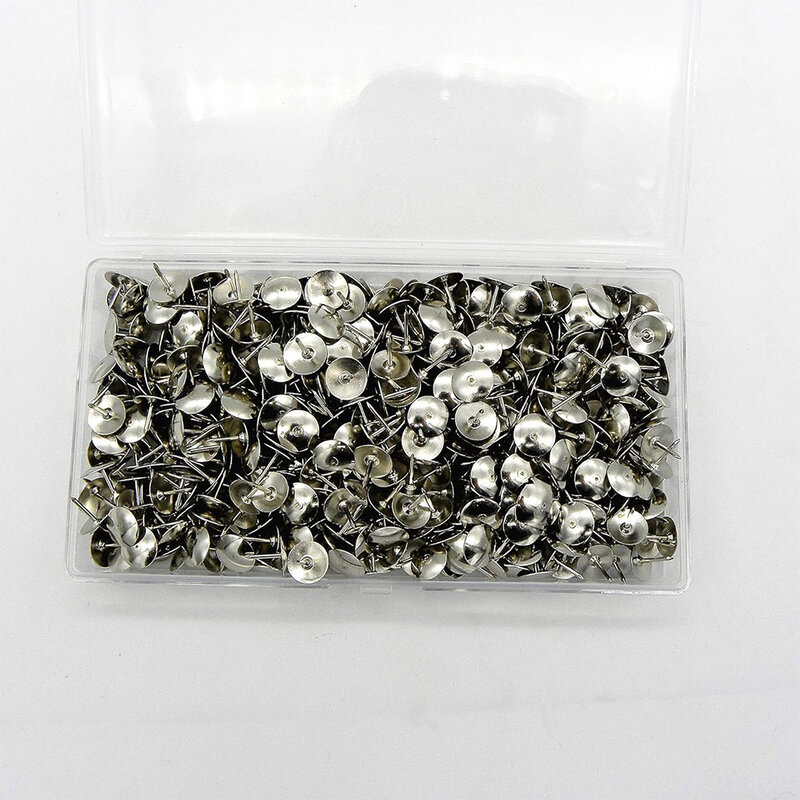 600x pin gambar Thumbtack logam bergaya perak dan tahan lama untuk kain pelapis dan kerajinan