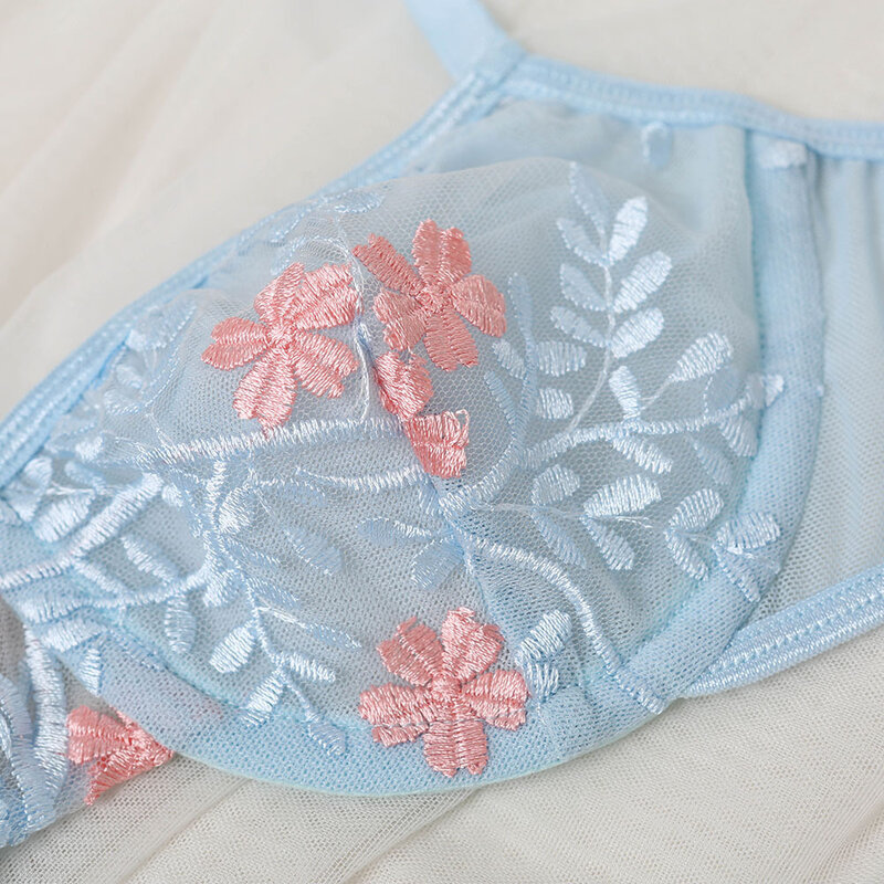 Sexy Lingerie Set Women's Lace Embroidery Bra Underwear Set See-through Bra Women Intimates Brief Sets