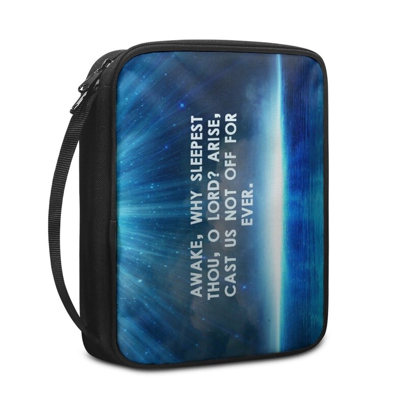 Starry Sky Lake Water Exquisite Fashion Personalized Zipper Handbag Christian Bible Scriptures Practical Pocket Storage Bag