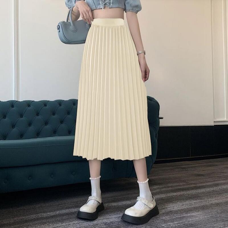 Skirts For Woman Long Pleated Skirt Autumn Winter Elastic High Waist Casual Loose Skirt Ladies Office Ladies Long Skirt